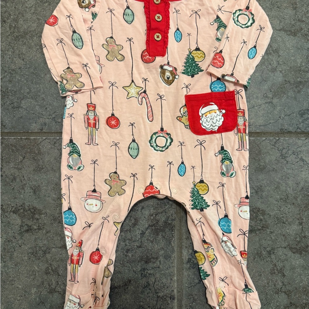 Mud Pie Christmas Button Onesie